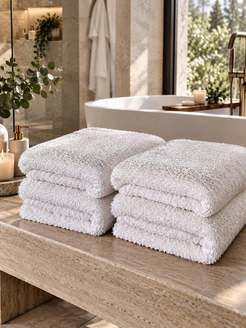 SET OF 4 White Bath Towels